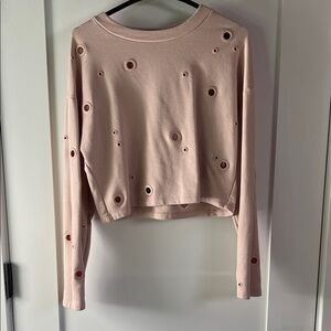 Alo Yoga Pink Cadence Pullover Cutout Cropped Sweatshirt – XS